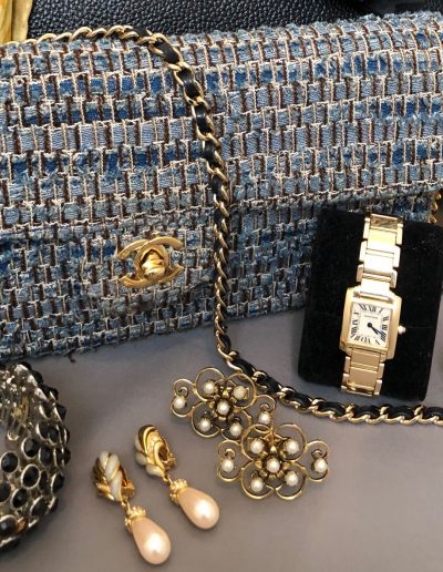 CHANEL TWEED CARTIER & VINTAGE EARRINGS