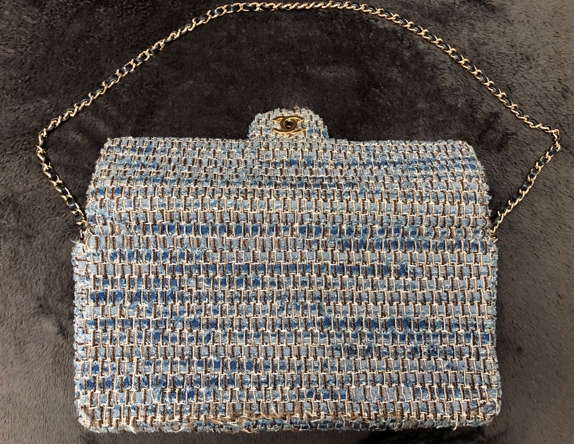 CHANEL Timeless Blue Tweed Handbag