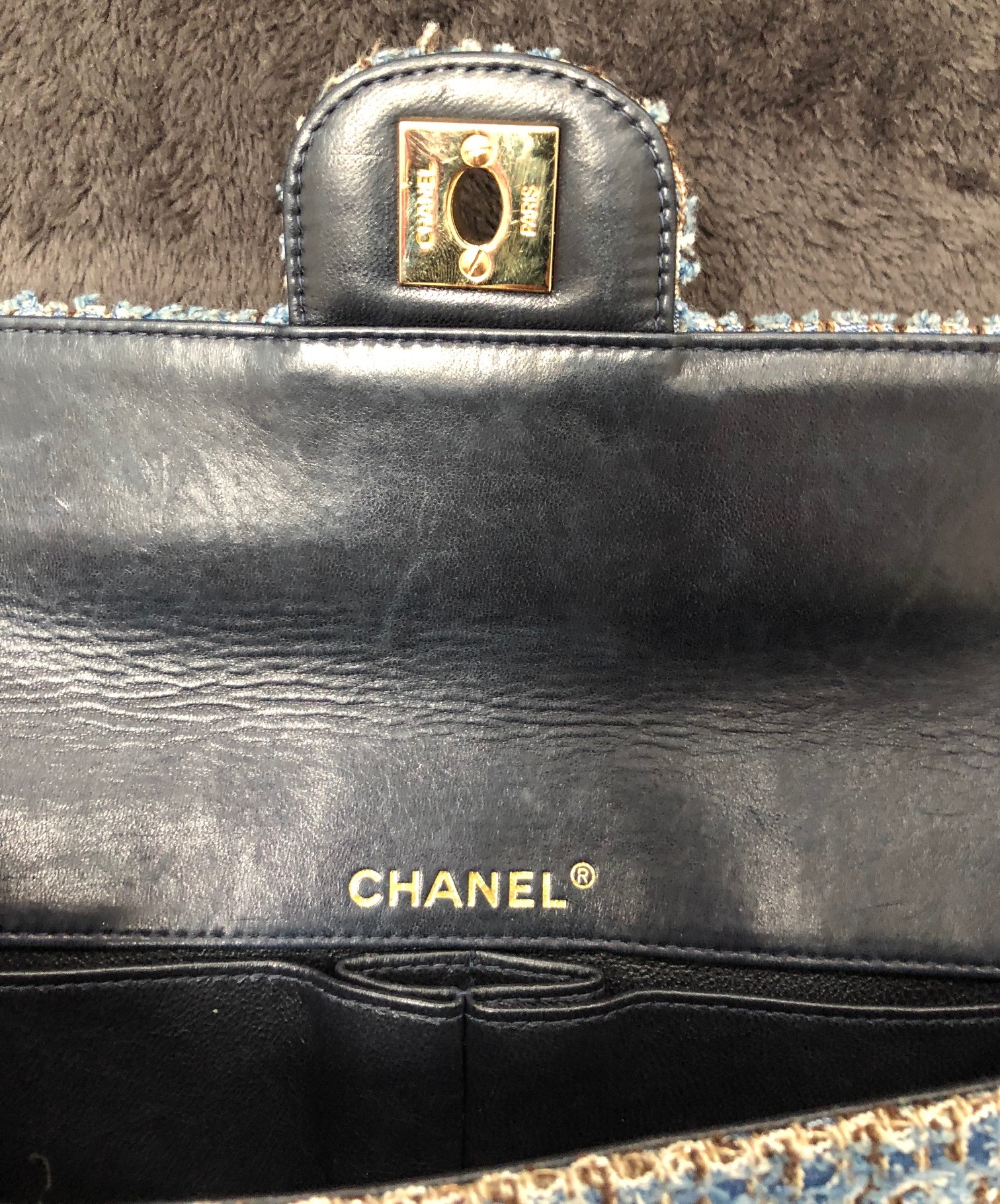 CHANEL Timeless Blue Tweed Handbag