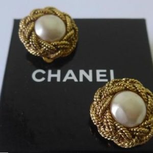 CHANEL Vintage Clip-on Filigree Gold & Pearls Earrings