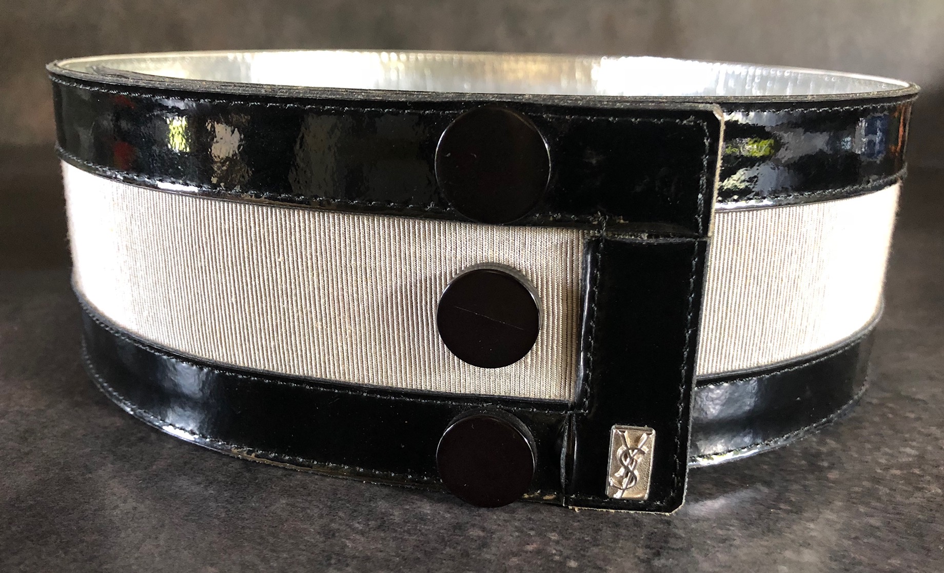 YVES SAINT-LAURENT Corset Belt YSL Logo Black Grey YSL Archives - Image 2