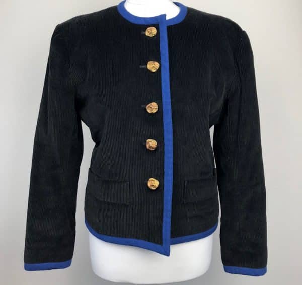 Saint-Laurent Jacket Vintage Jewel Buttons Black Blue - Image 3