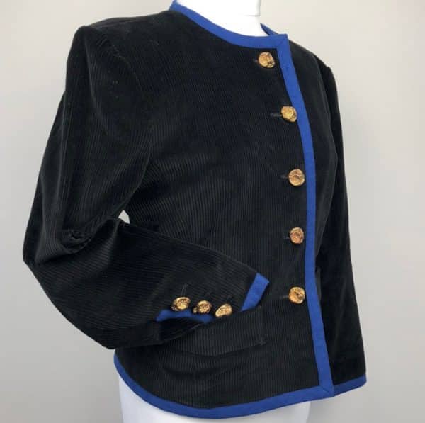 Saint-Laurent Jacket Vintage Jewel Buttons Black Blue - Image 2