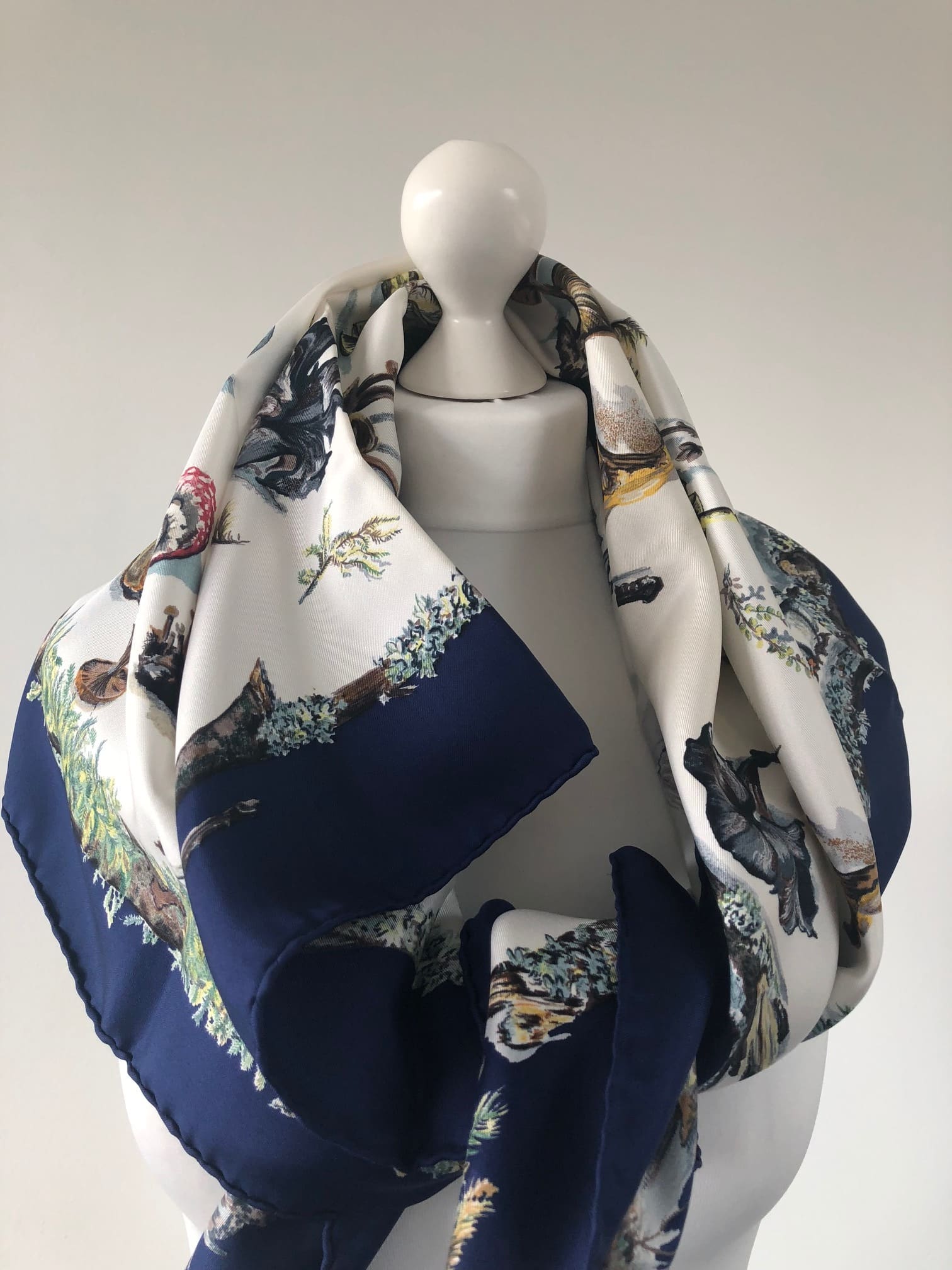 HERMÈS Paris Silk Scarf Champignons Mushrooms By Françoise de la Perrière 1986 - Image 3