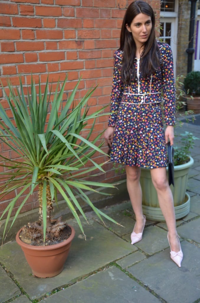 1970s French Floral Vintage Jacket and Mini Skirt