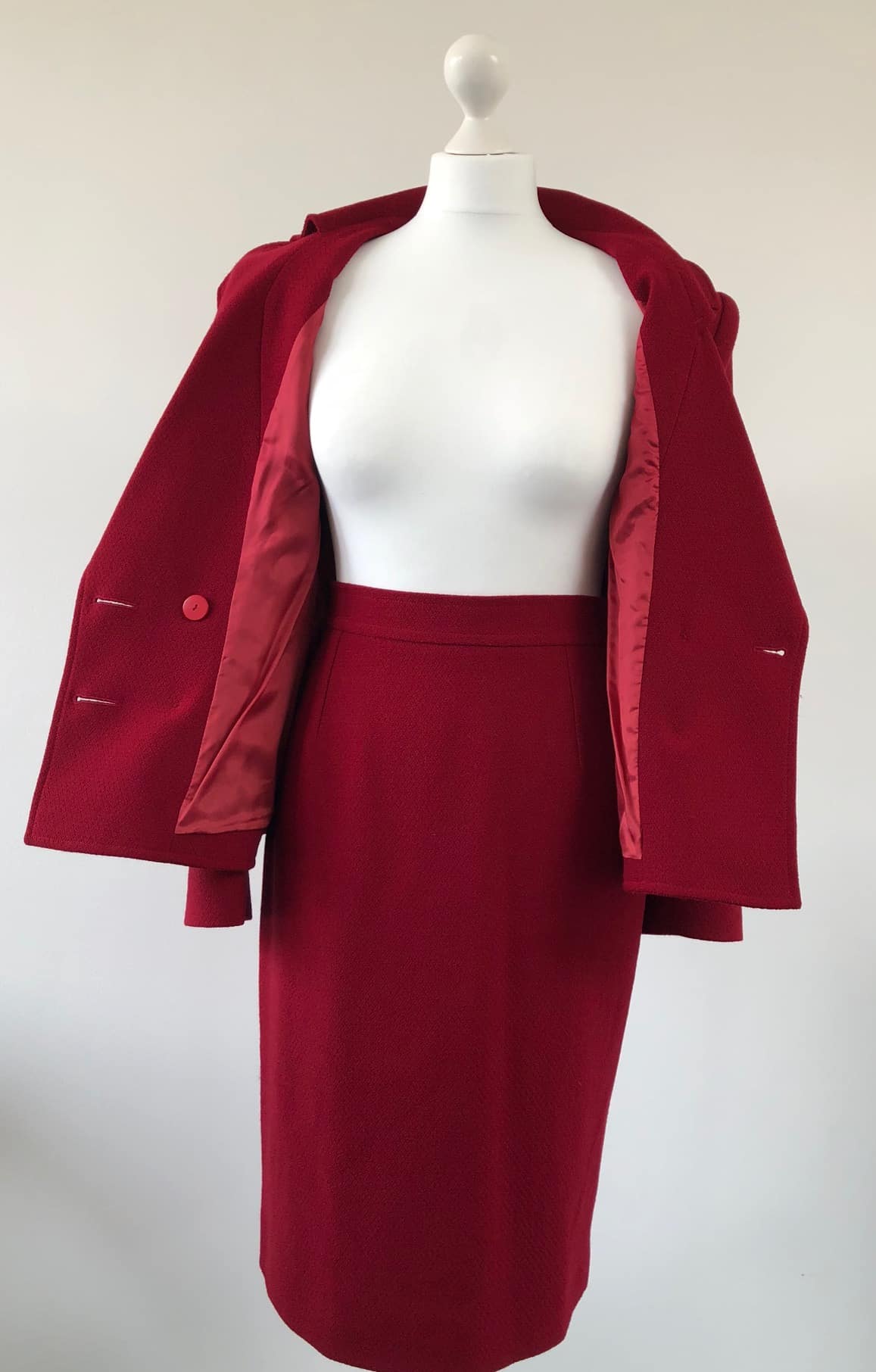CHRISTIAN LACROIX Vintage 1995 Red Asymmetric Blazer Skirt Suit - Image 5