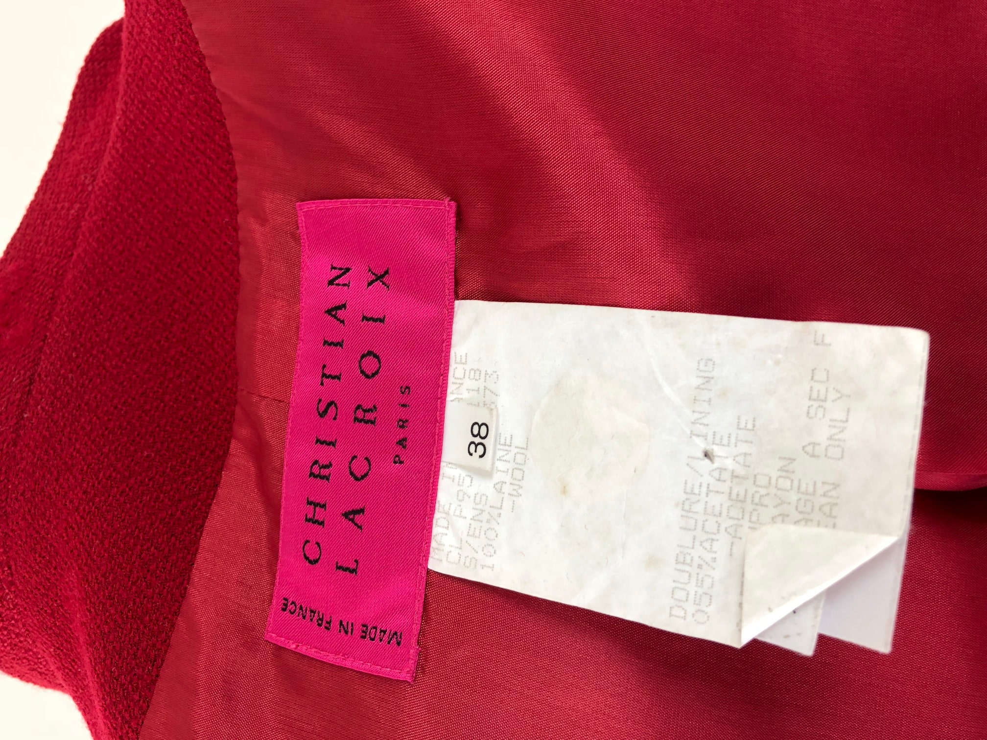 CHRISTIAN LACROIX Vintage 1995 Red Asymmetric Blazer Skirt Suit - Image 8