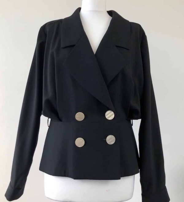 YVES SAINT-LAURENT Black Blazer Double-Breasted Mother Of Pearl Buttons Vintage