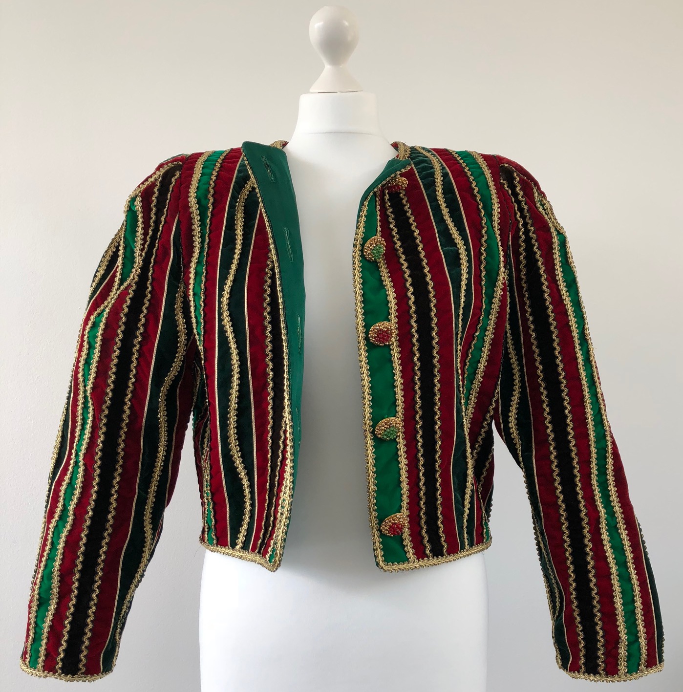 YSL YVES SAINT-LAURENT Velvet Multicoloured Evening Low Cut Jacket - Image 3