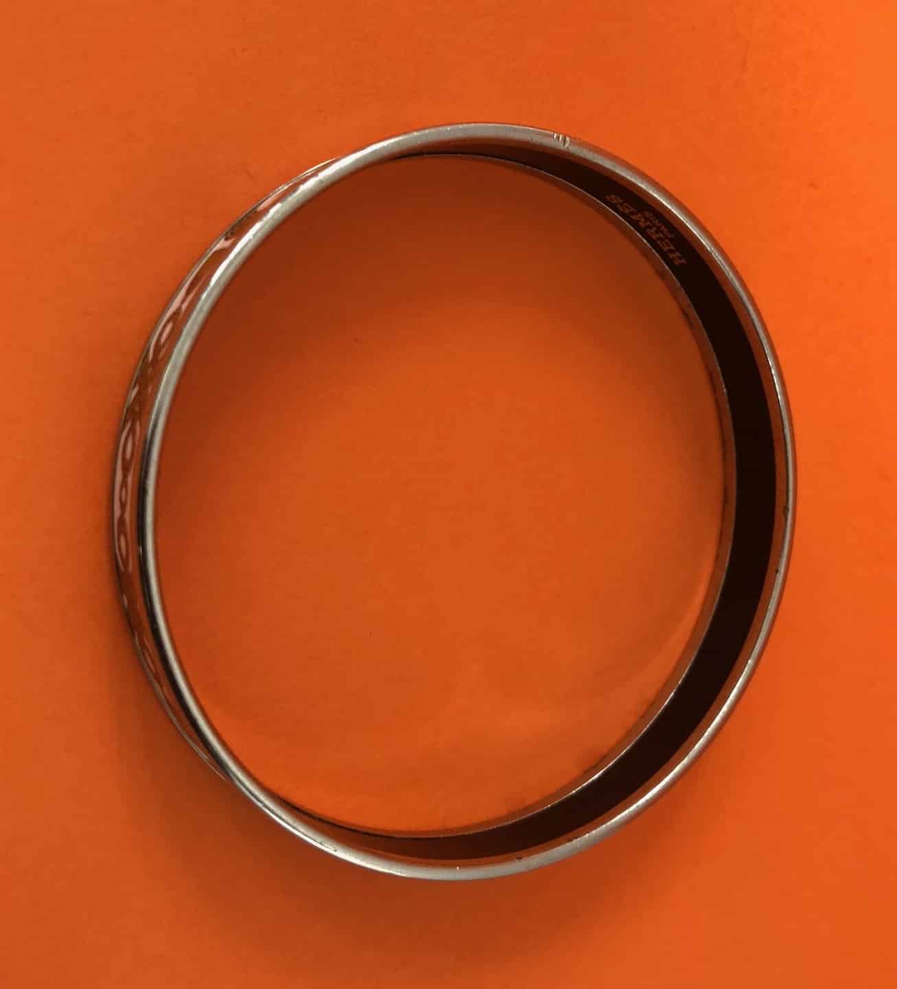 HERMES Enamel Printed Narrow Grand Apparat Bracelet 62 Blanc White - Image 8