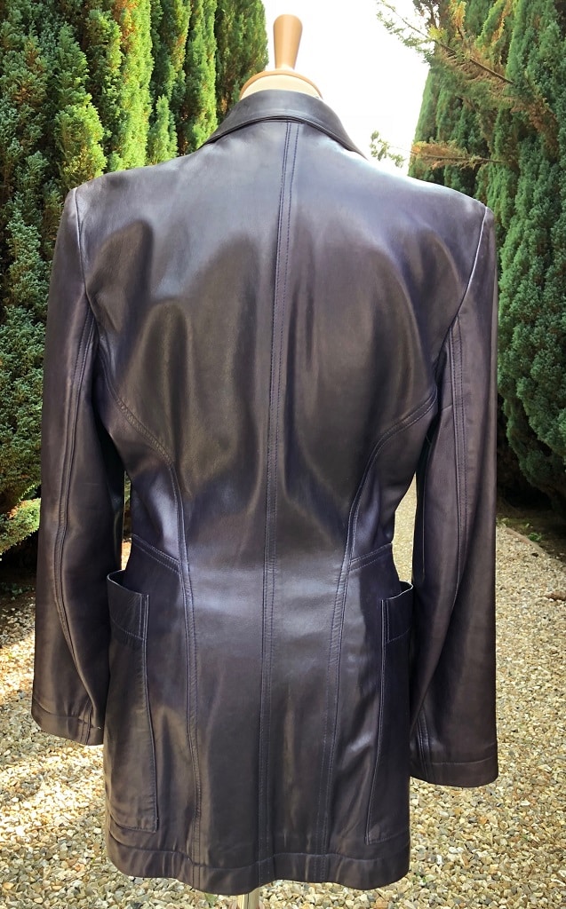 Azzedine Alaïa Jacket Vintage Shaped Dark Purple Leather - Image 6