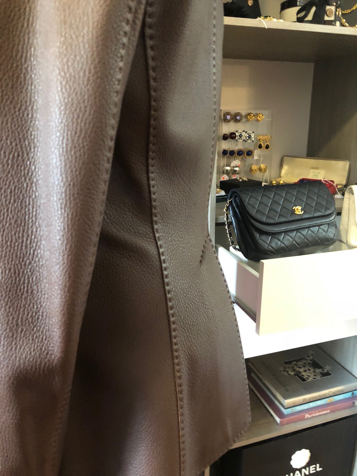 HERMES Riding Leather Jacket Saddle Stitching Brown - Image 4