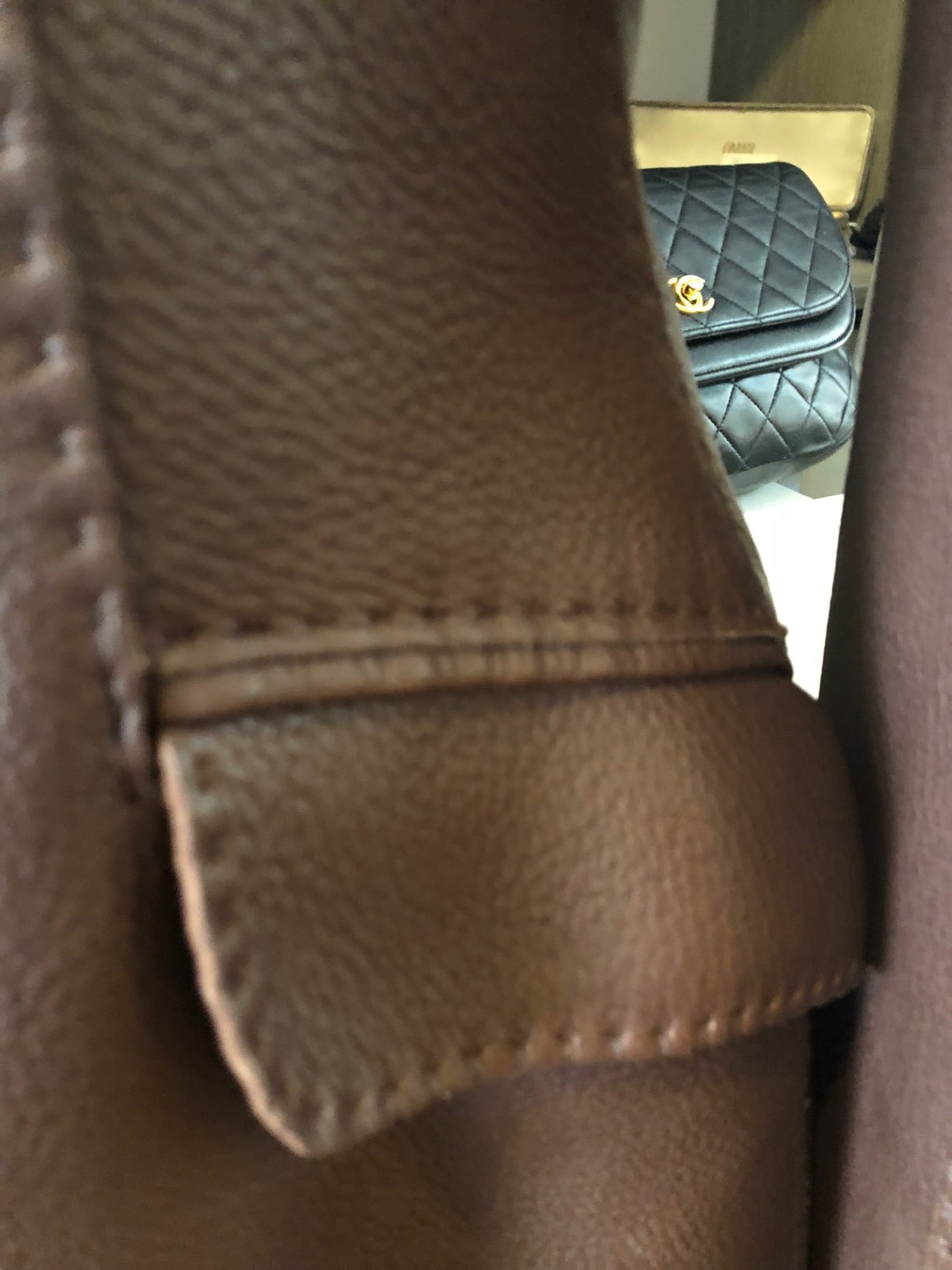 HERMES Riding Leather Jacket Saddle Stitching Brown - Image 6