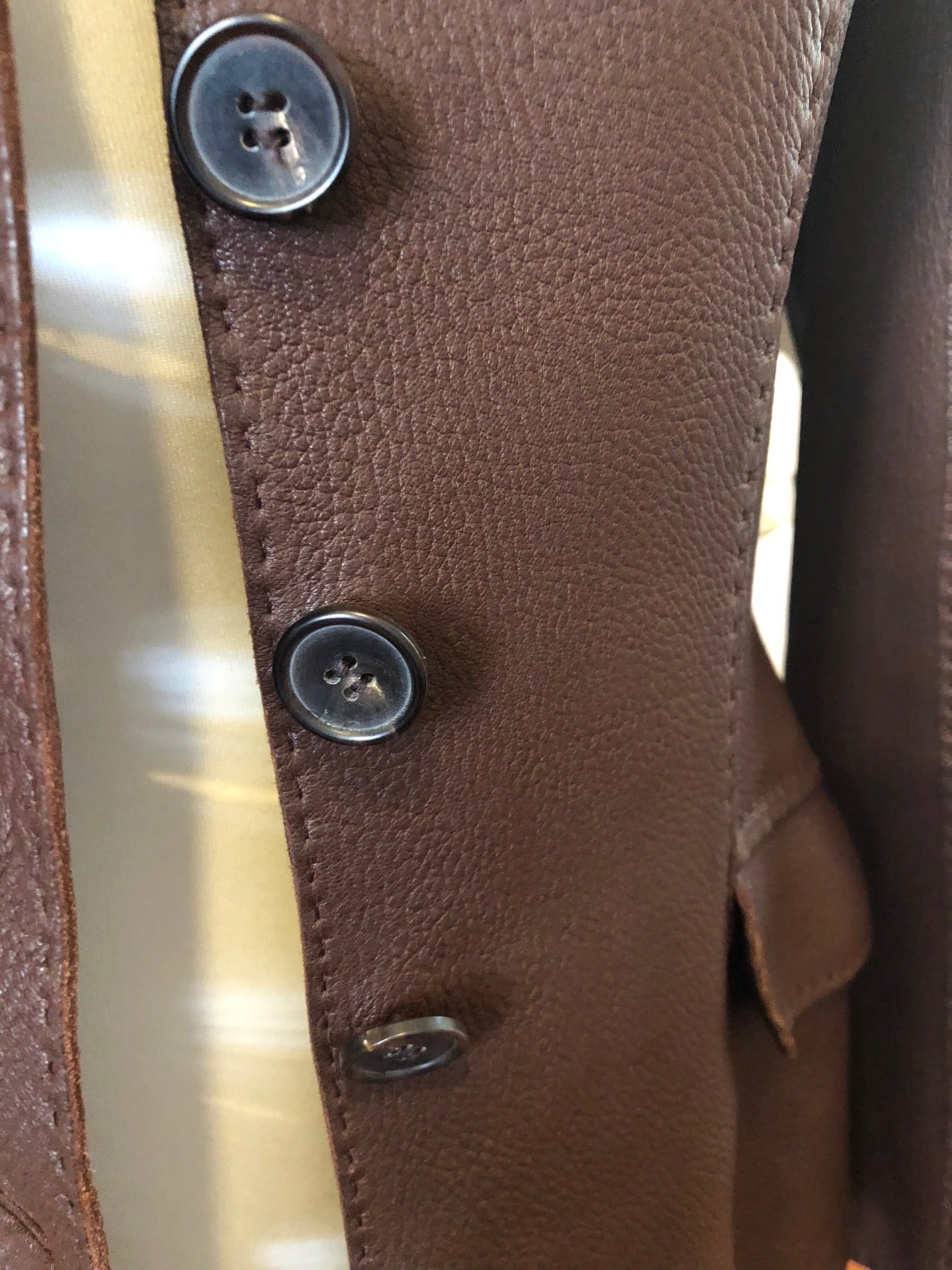 HERMES Riding Leather Jacket Saddle Stitching Brown - Image 7