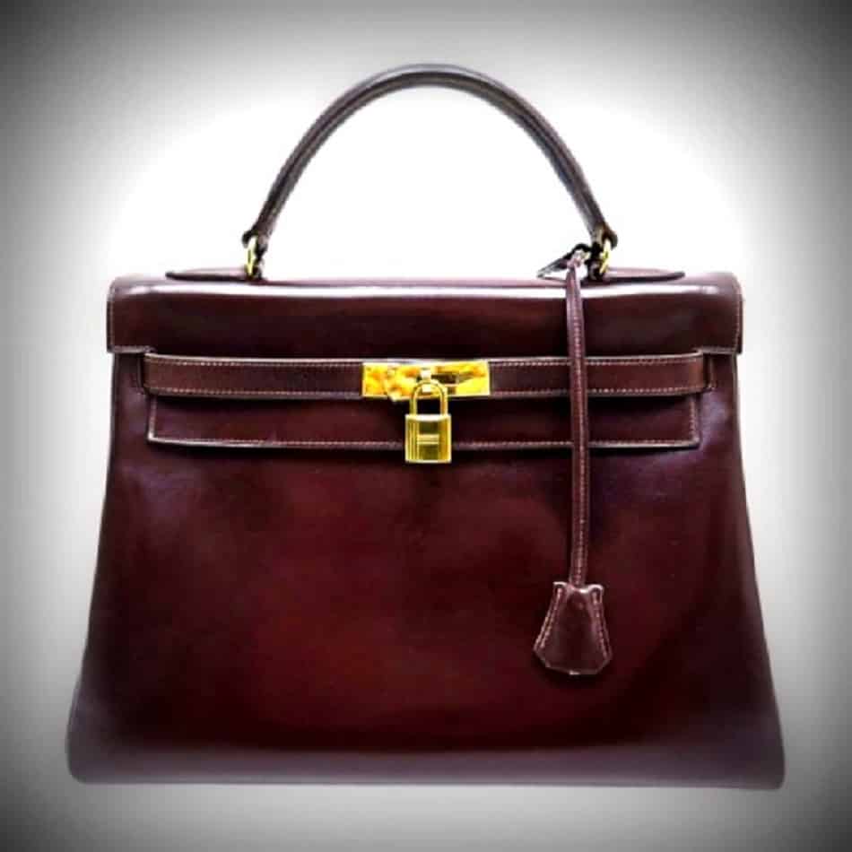Hermes Kelly Handbag Brown Box Calf with Gold Hardware 32
