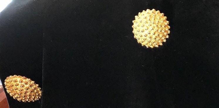 Vintage Couture Skirt Suit Black Jewel Buttons Asymmetric French - Image 14