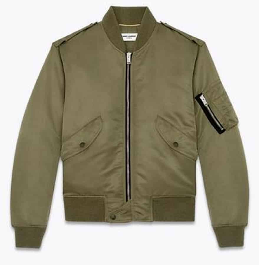 SAINT LAURENT Bomber Jacket In Kaki Nylon