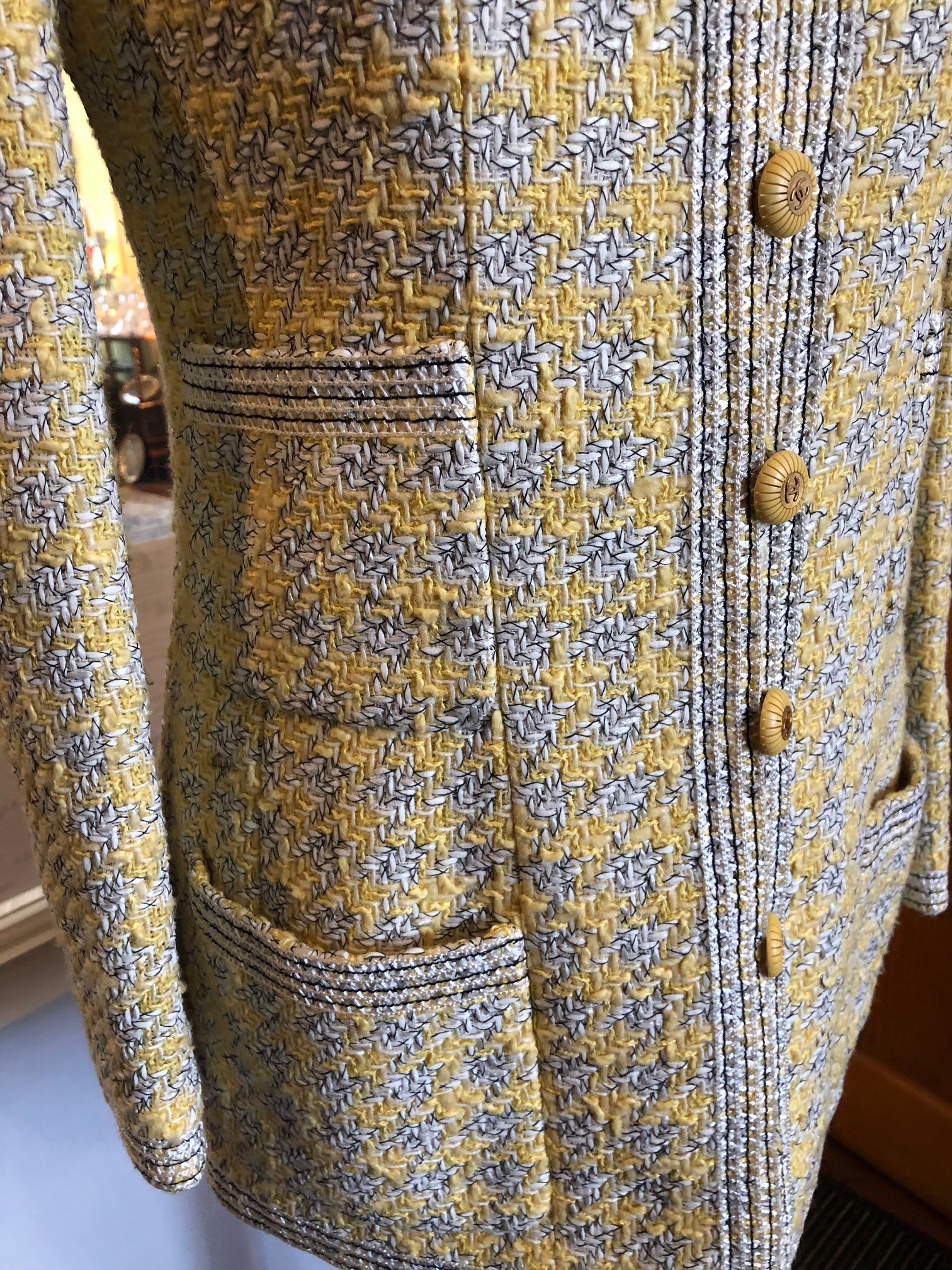 CHANEL Jacket Vintage Tweed Trimmed Jewel Buttons - Image 8