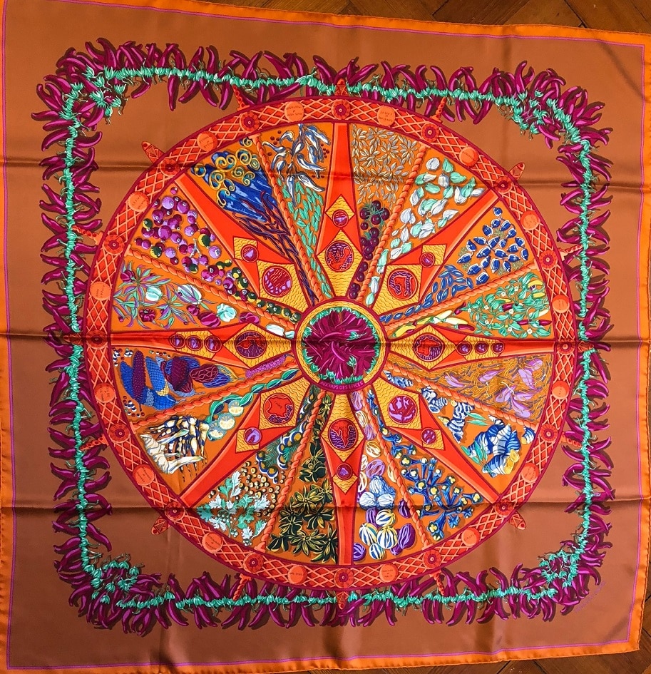 HERMES Aux Pays Des Epices Silk Scarf As New - Image 5