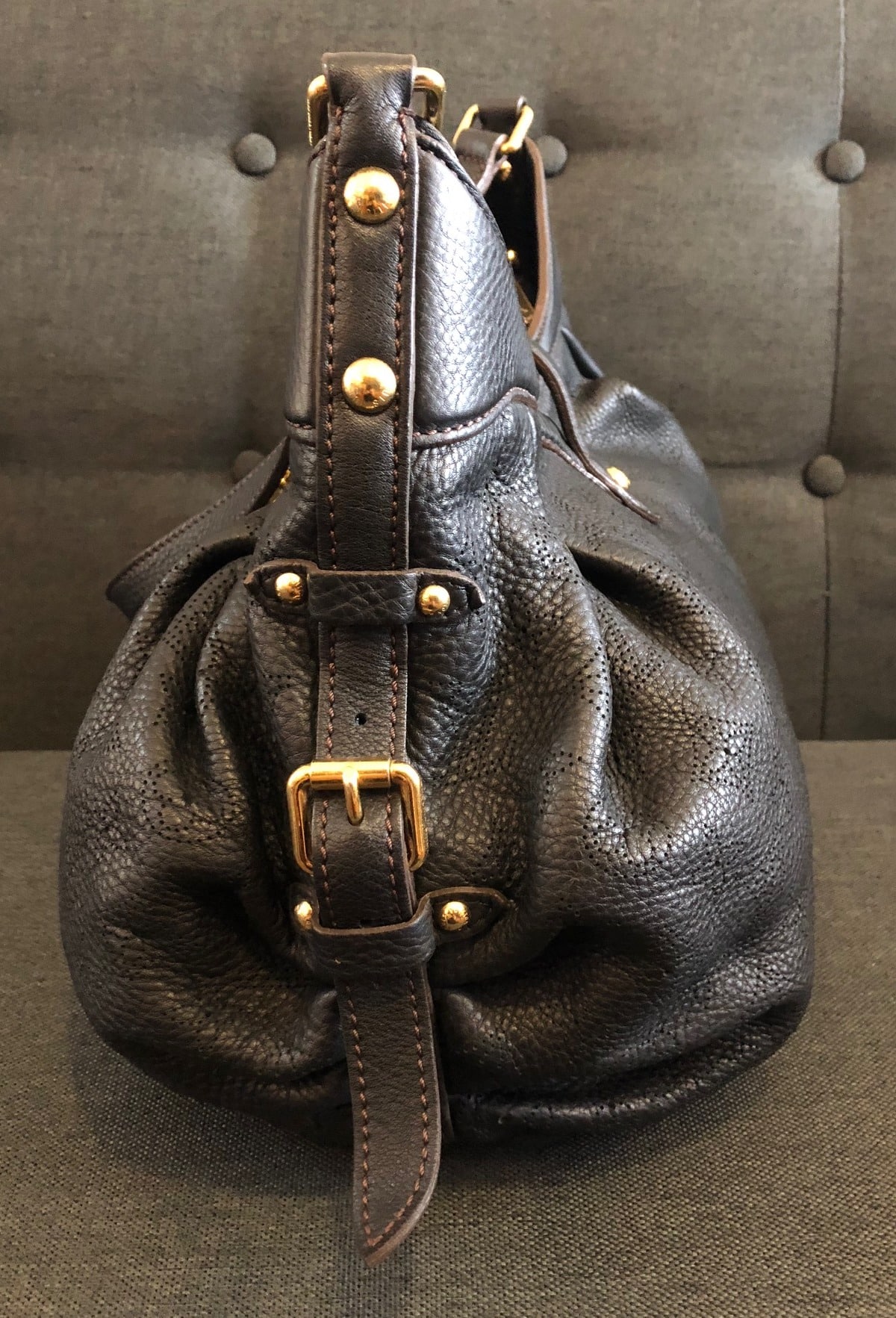 LOUIS VUITTON Monogram Mahina Shoulder Bag Black - Image 8