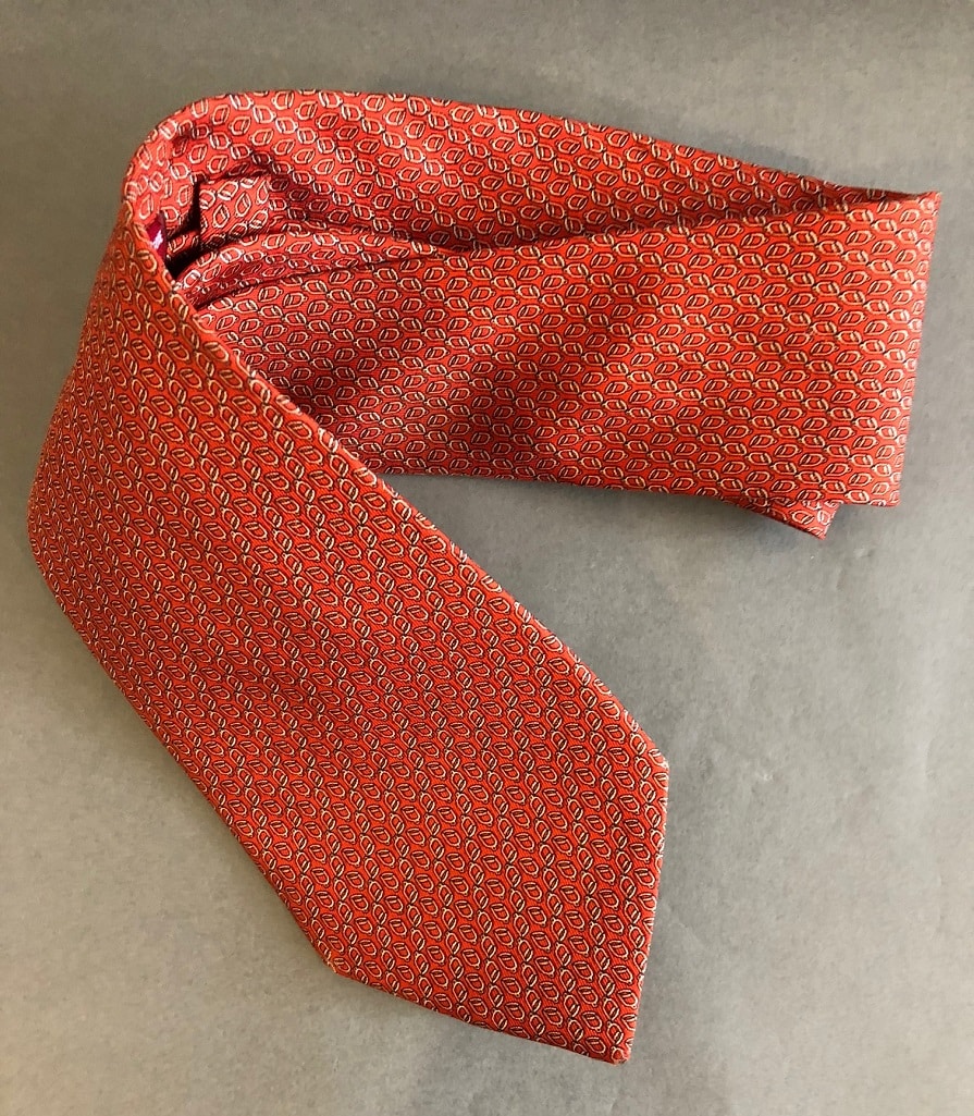 LANCEL Geometric Red Vintage Silk Tie - Image 3