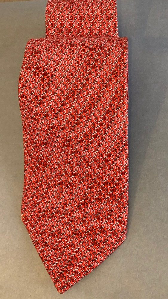 LANCEL Geometric Red Vintage Silk Tie - Image 2