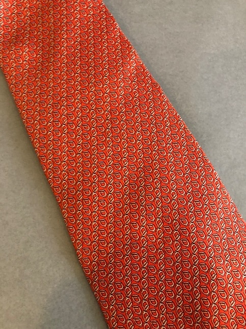 LANCEL Geometric Red Vintage Silk Tie