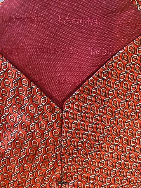 LANCEL Geometric Red Vintage Silk Tie - Image 6