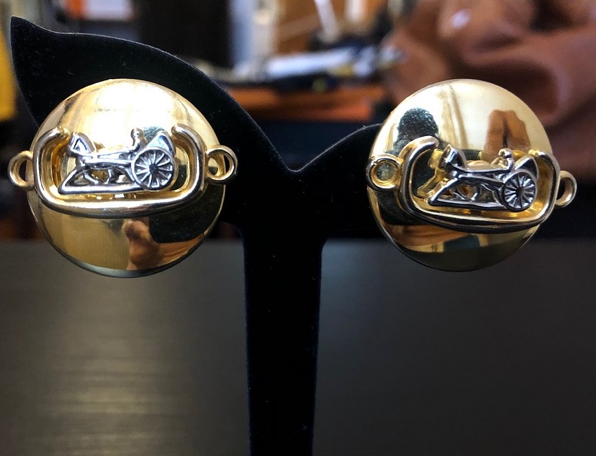 CELINE Clip Earrings Horse Carriage Logo