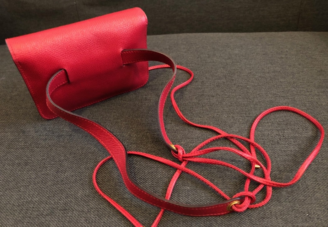 Hermès Red Leather Travel Clutch Fanny Pack Waist Belt Bag - Image 11