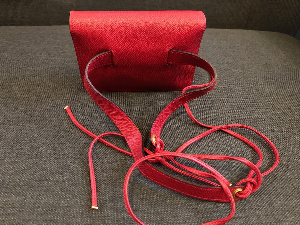 Hermès Red Leather Travel Clutch Fanny Pack Waist Belt Bag - Image 10