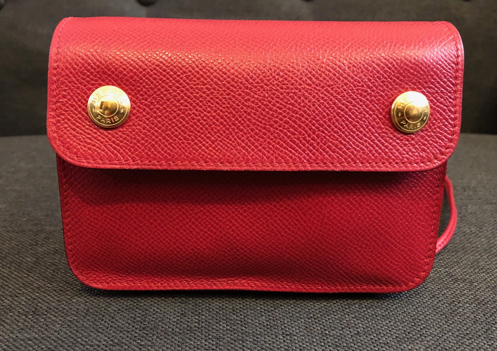 Hermès Red Leather Travel Clutch Fanny Pack Waist Belt Bag - Image 5