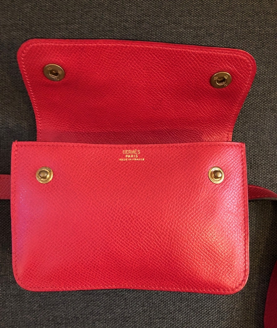 Hermès Red Leather Travel Clutch Fanny Pack Waist Belt Bag - Image 9