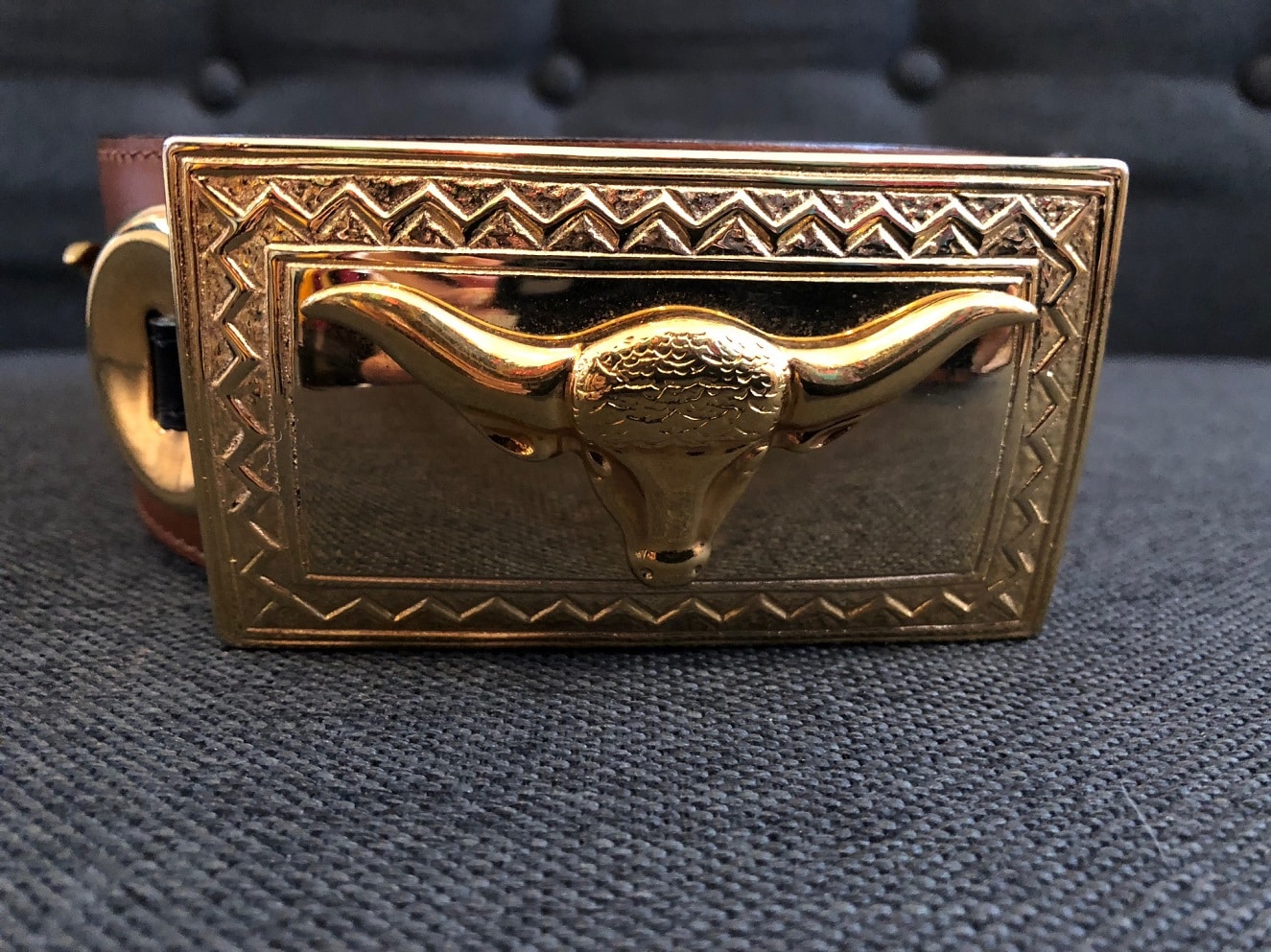 Escada Large Leather Bull Head Belt 1980s - Image 3
