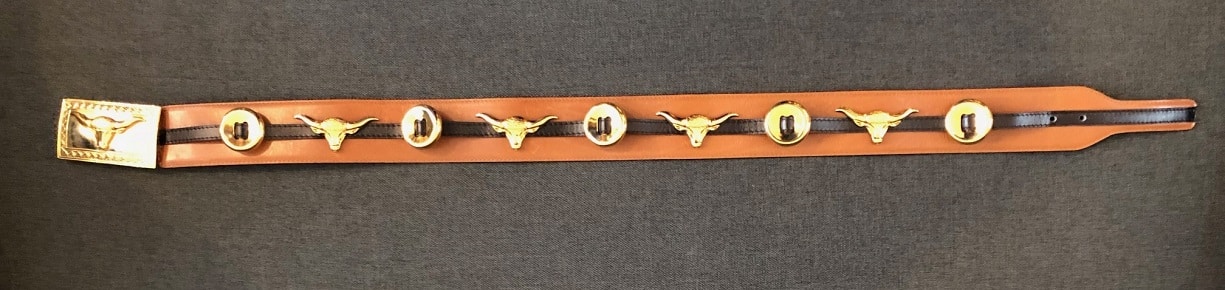 Escada Large Leather Bull Head Belt 1980s - Image 7