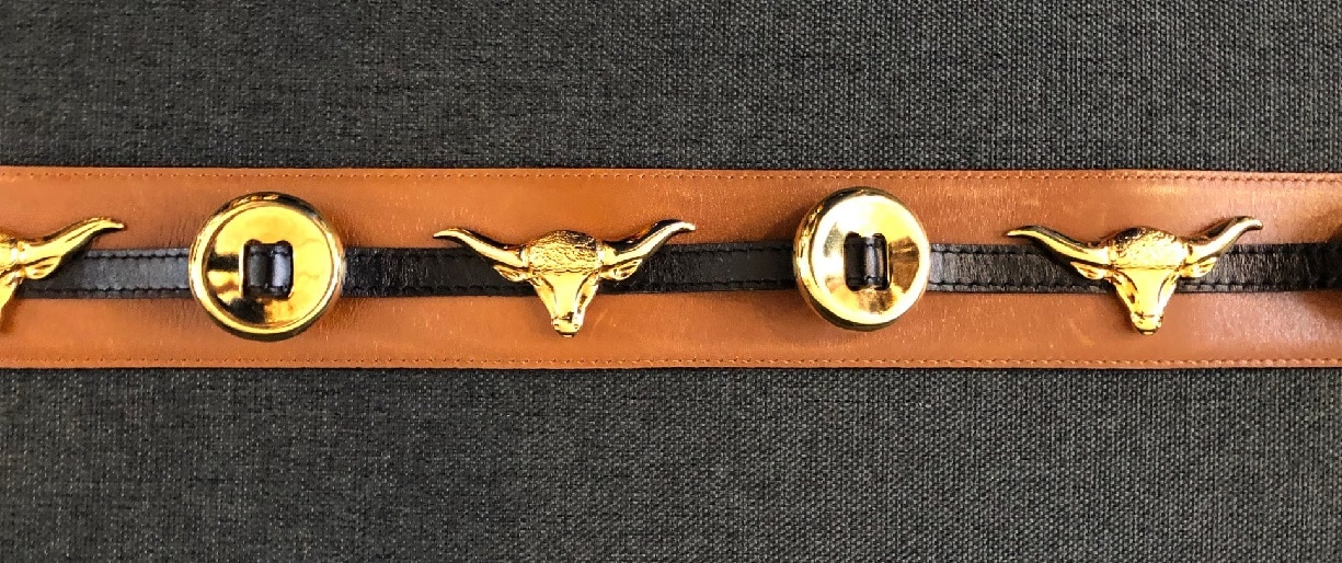 Escada Large Leather Bull Head Belt 1980s - Image 5