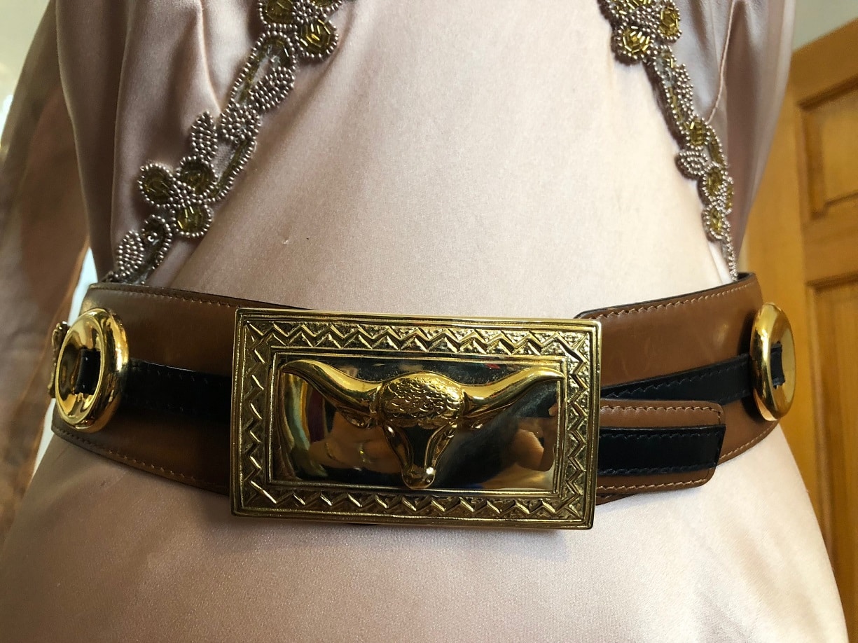 Escada Large Leather Bull Head Belt 1980s - Image 8