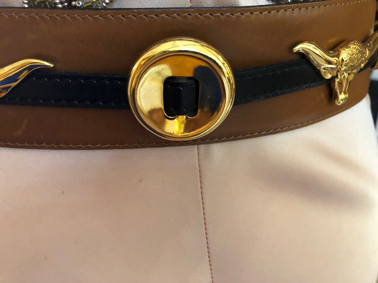 Escada Large Leather Bull Head Belt 1980s - Image 6