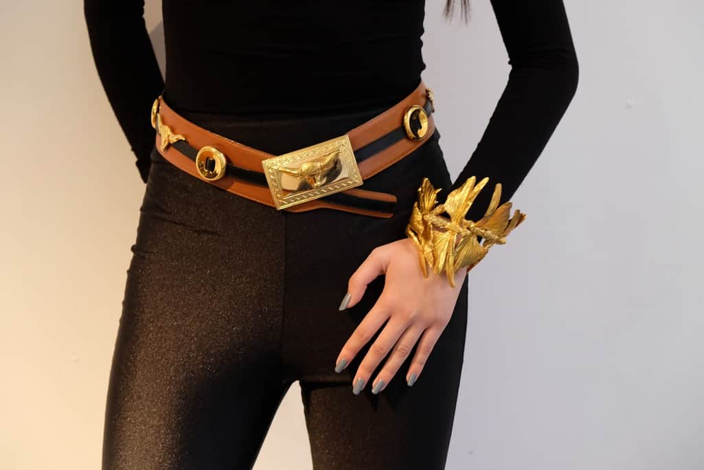 Escada Large Leather Bull Head Belt 1980s