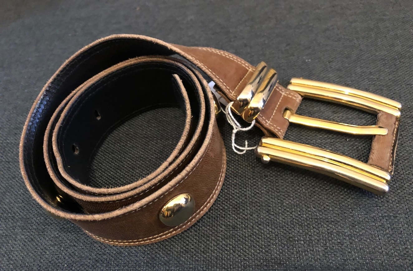 Escada Belt Leather Large Square Gold Buckle Vintage - Image 3