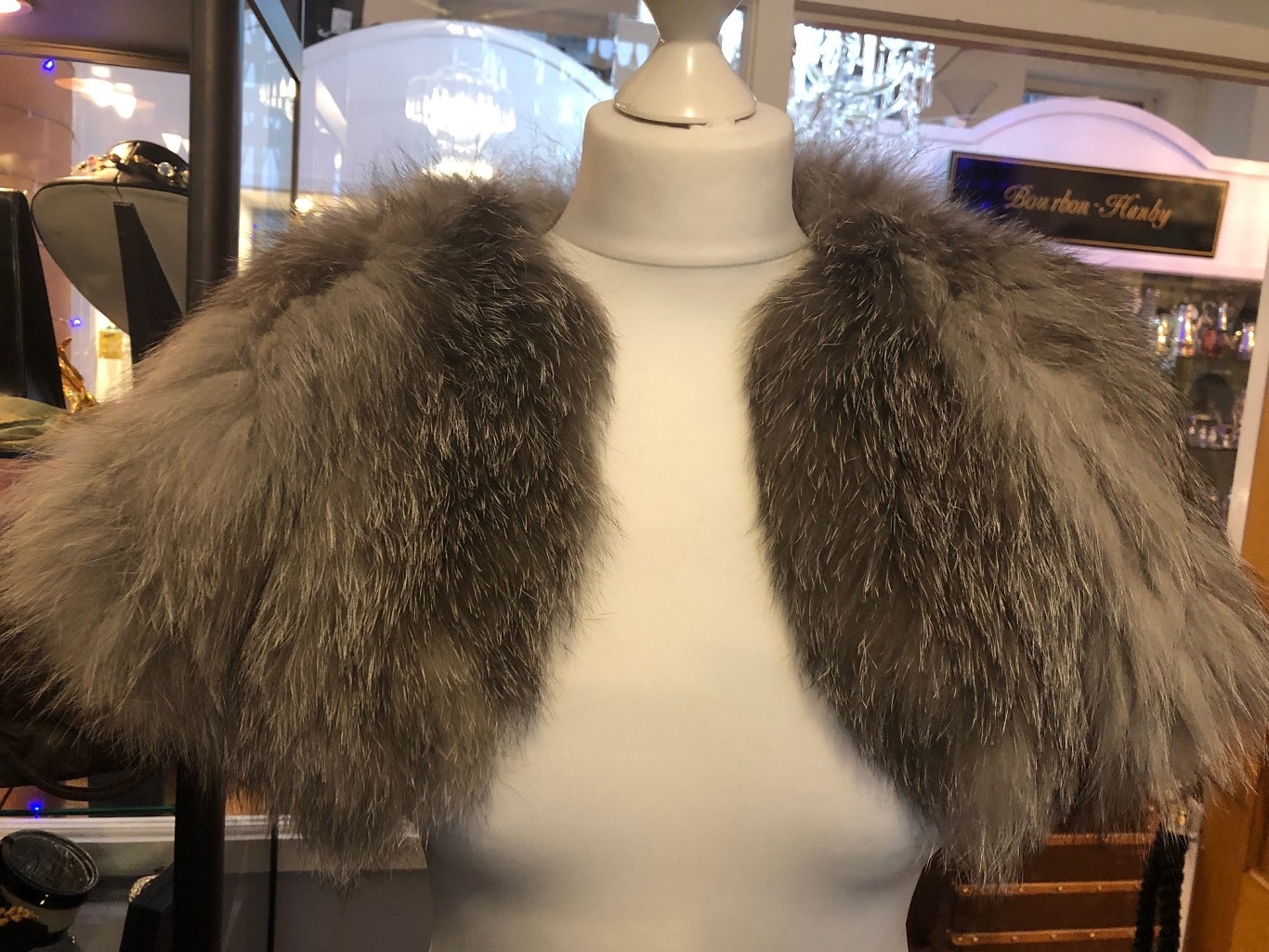 Grey Fur Shrug Bolero