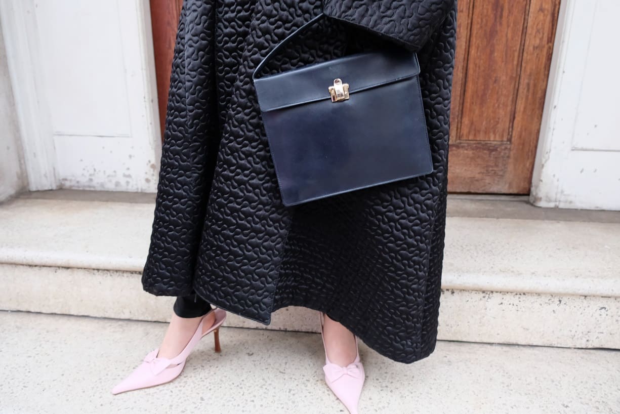 CHANEL Pale Pink Leather Slings Classic CC Logo Bow Heels Shoes Mules