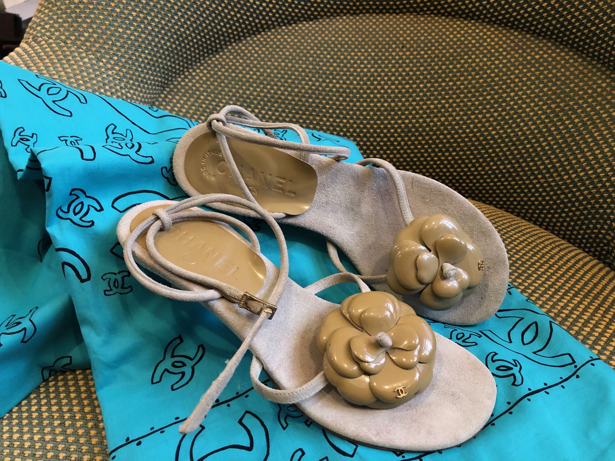 CHANEL Sandals Grey Small Heels