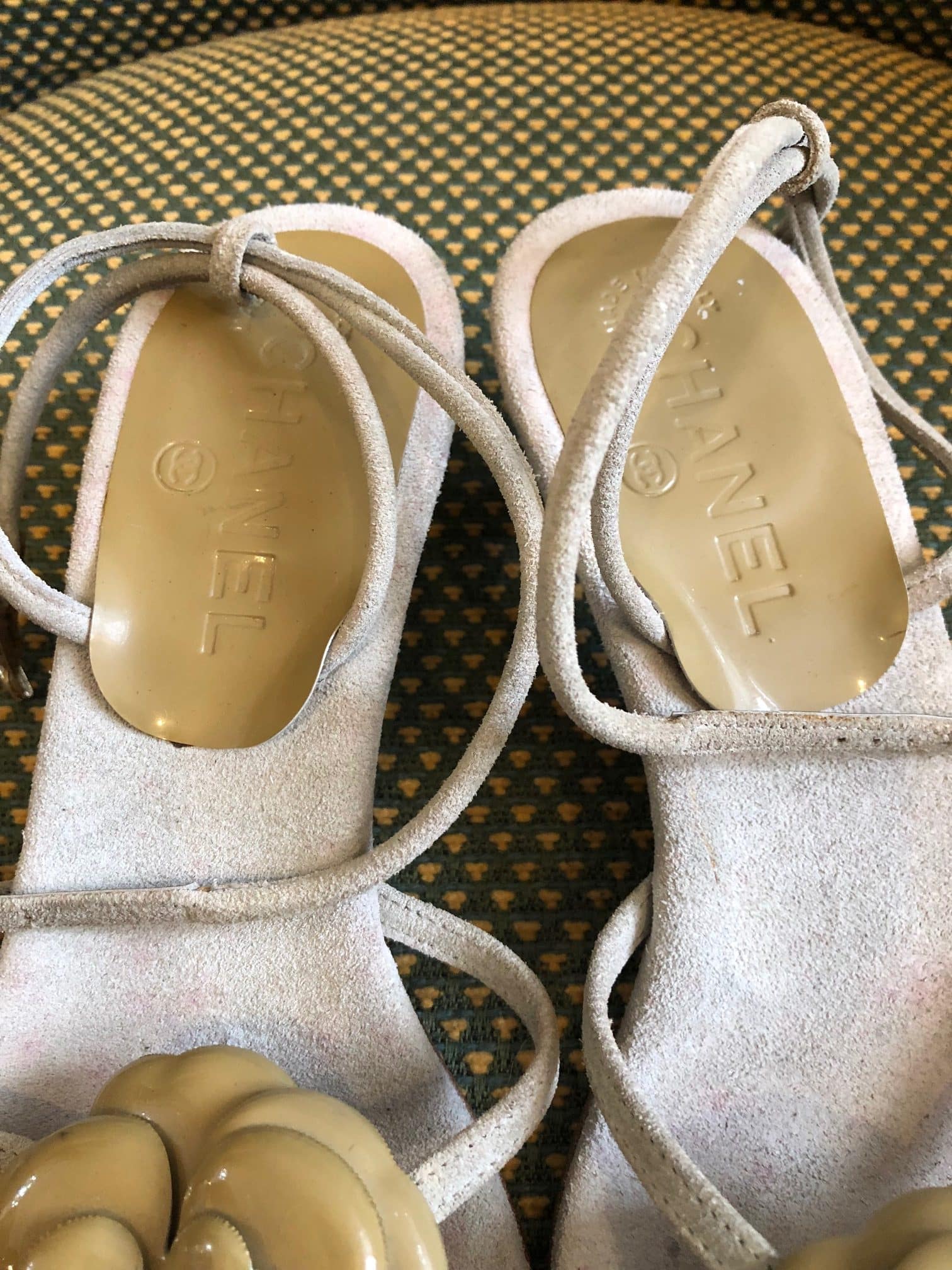 CHANEL Sandals Grey Small Heels - Image 5