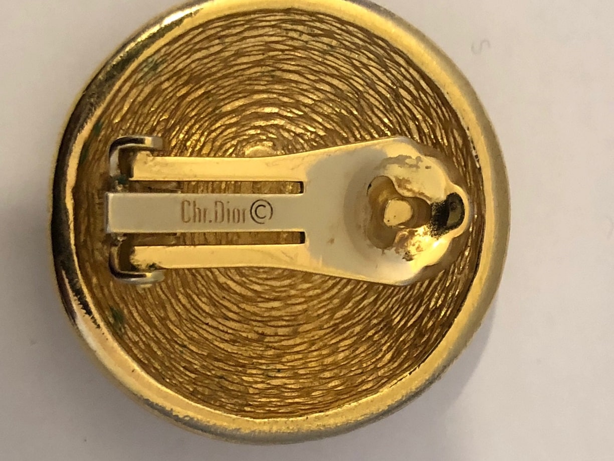 Christian Dior CD Monogram Clip On Gold Earrings - Image 7