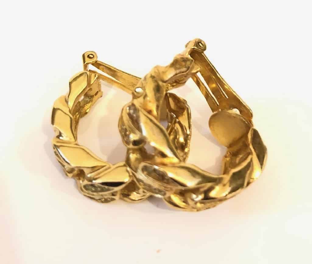 CHRISTIAN DIOR Vintage Round Hoop Earrings Crystal Gold-Plated 1980s - Image 3