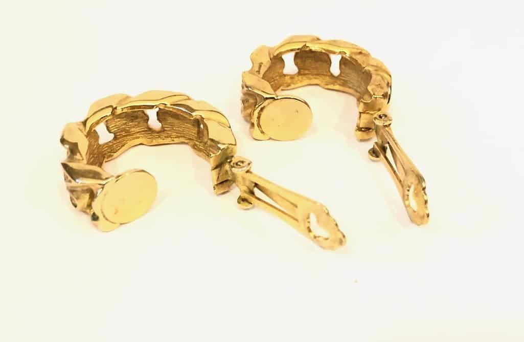CHRISTIAN DIOR Vintage Round Hoop Earrings Crystal Gold-Plated 1980s - Image 2