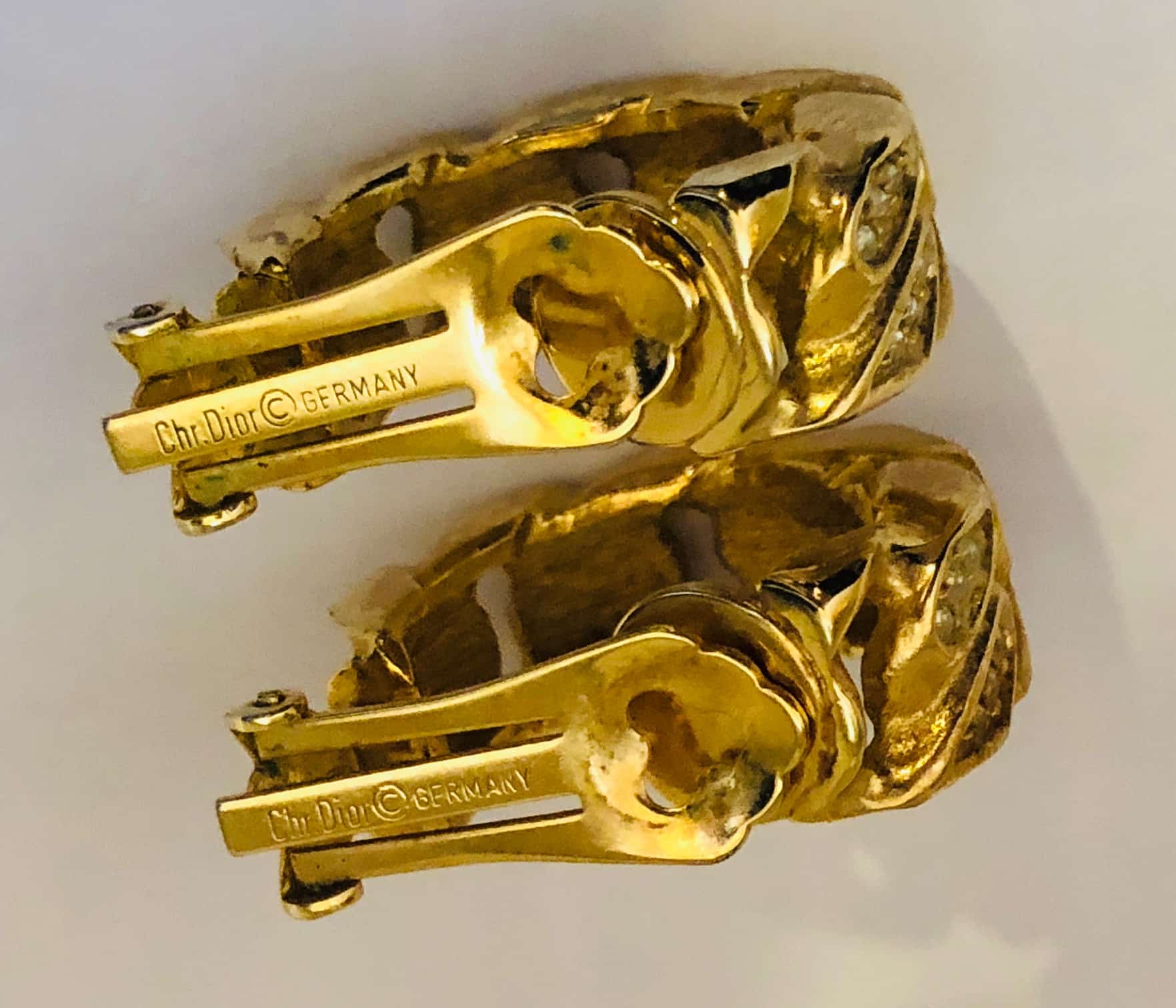 CHRISTIAN DIOR Vintage Round Hoop Earrings Crystal Gold-Plated 1980s - Image 5