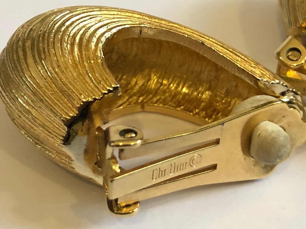 CHRISTIAN DIOR Vintage Hoop Earrings Gilded 1980s - Image 3