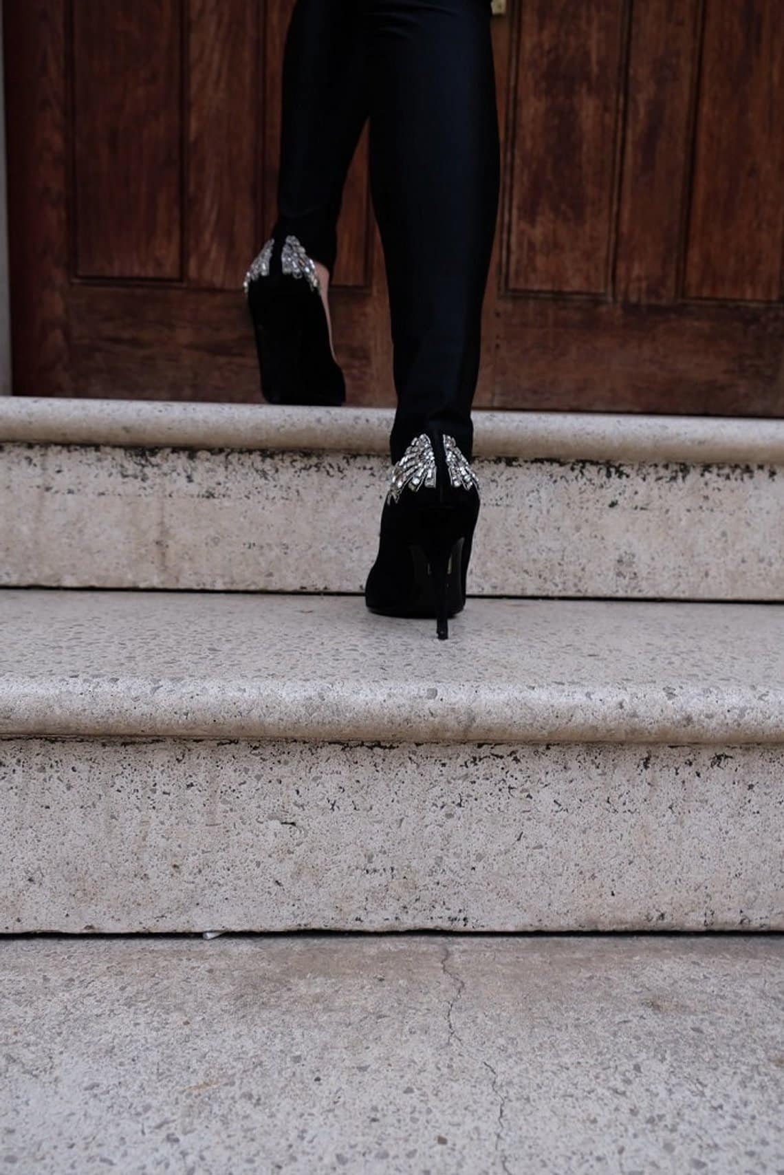 Gucci Black Suede Embellished Jewels Peep Toe Stiletto